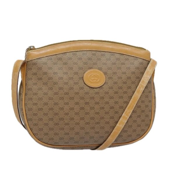 GUCCI Micro GG Supreme Shoulder Bag PVC Beige Gold 007 87 0018 Auth ki4930 - Picture 1 of 15